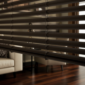 Close up of Brown cordless Blind